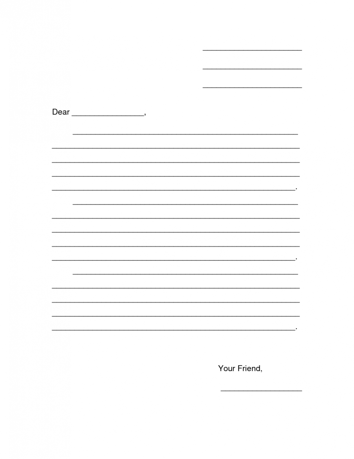 Blank Letter Writing Template For Kids - Business Template Inspiration